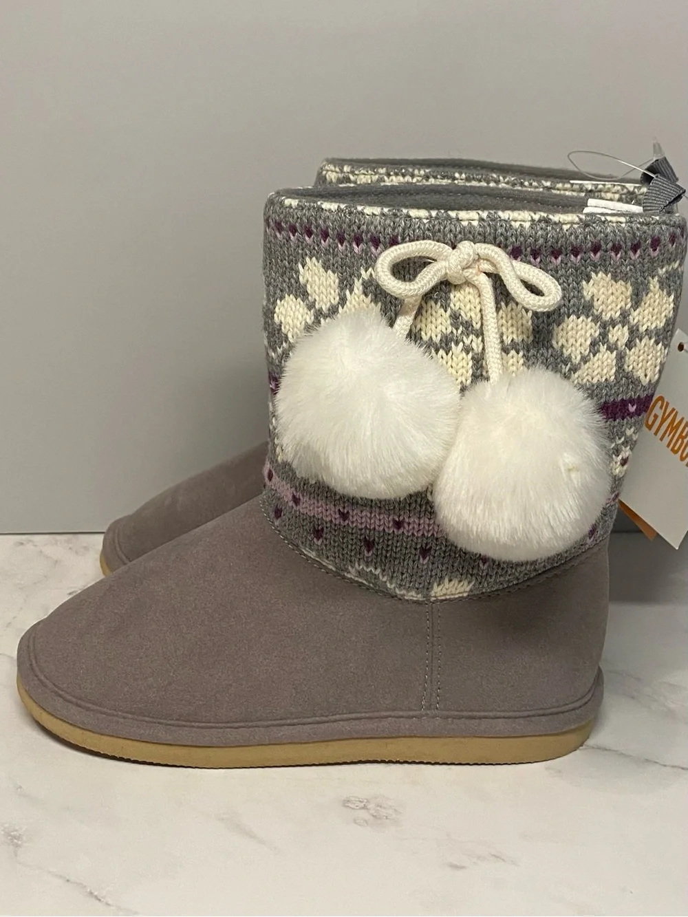 Gymboree Girls ‘Fair Isle Sparkle’ Sweater and Suede Pom Pom Boots Size 10
